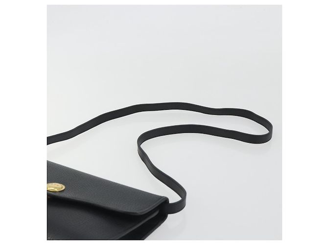 Bolso de hombro Christian Dior de cuero negro y dorado Auth ep15545A - vista 8