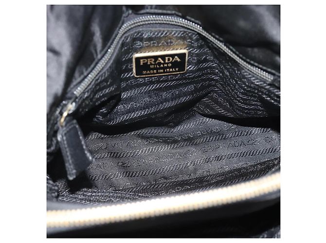 Borsa a Spalla con Catena PRADA Nylon Nero Oro Auth 190360A D'oro - vista 11