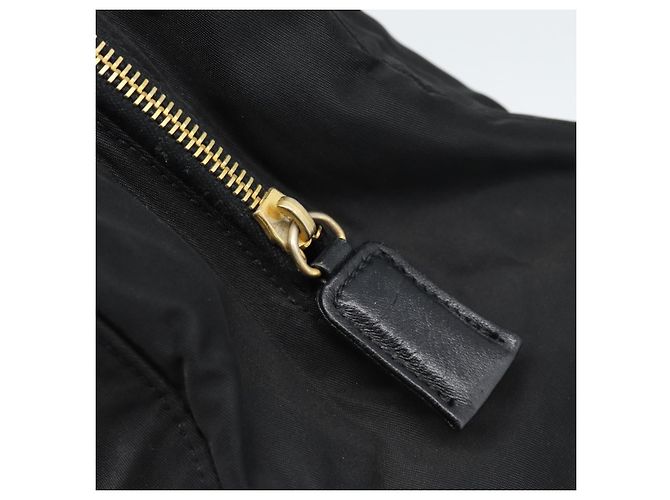 Borsa a Spalla con Catena PRADA Nylon Nero Oro Auth 190360A D'oro - vista 18