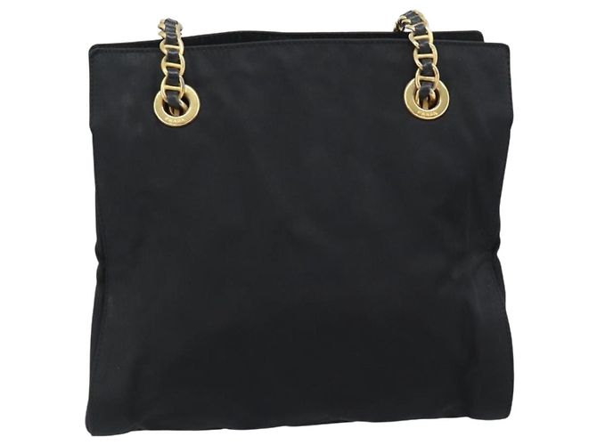 Borsa a Spalla con Catena PRADA Nylon Nero Oro Auth 190360A D'oro - vista 2