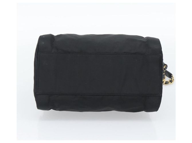 Borsa a Spalla con Catena PRADA Nylon Nero Oro Auth 190360A D'oro - vista 5