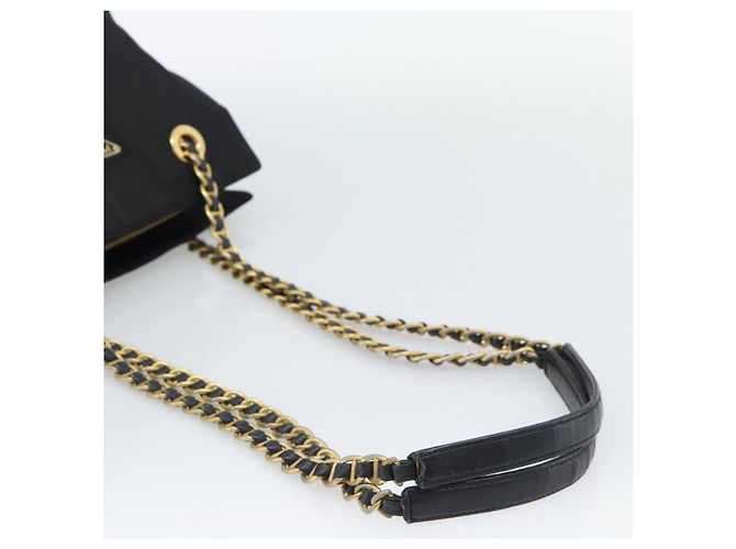 Borsa a Spalla con Catena PRADA Nylon Nero Oro Auth 190360A D'oro - vista 7