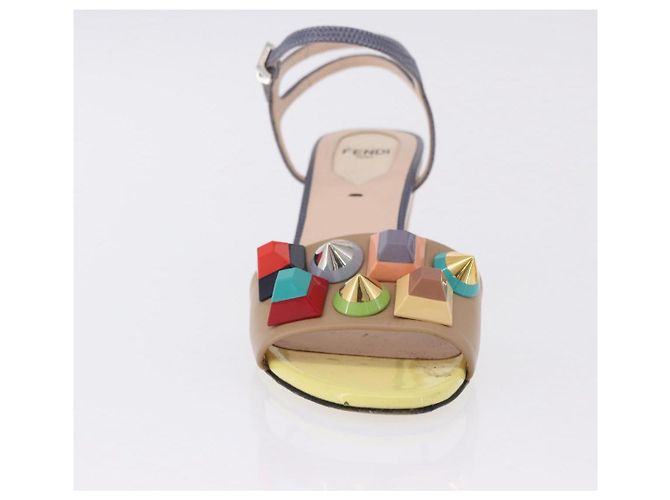 FENDI Ankle Strap Sandals Leather Multicolor Gold Auth 190357M Multiple colors Golden - view 11