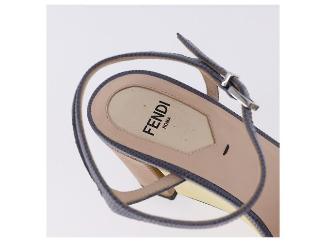 FENDI Ankle Strap Sandals Leather Multicolor Gold Auth 190357M Multiple colors Golden - view 31