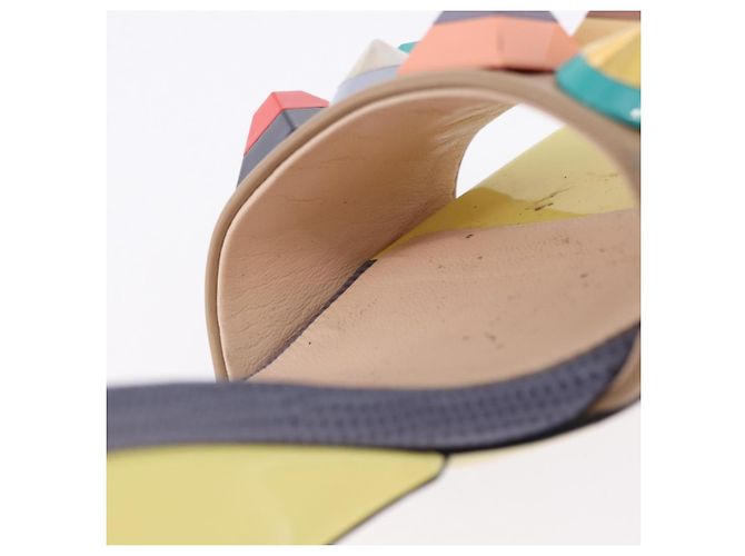 FENDI Ankle Strap Sandals Leather Multicolor Gold Auth 190357M Multiple colors Golden - view 36