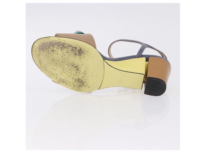 FENDI Ankle Strap Sandals Leather Multicolor Gold Auth 190357M Multiple colors Golden - view 7