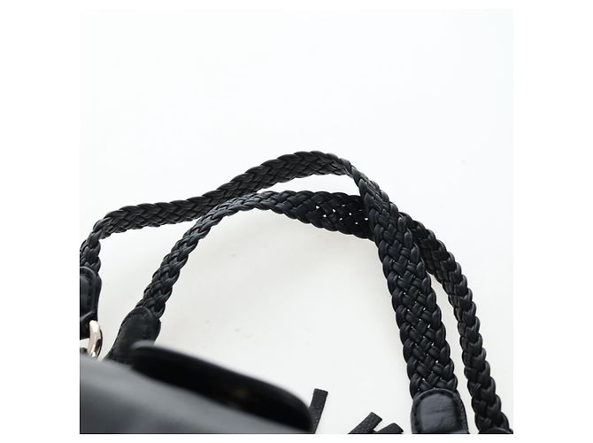 GUCCI Fransen-Tote-Bag aus Leder Schwarz Gold 257029 Auth am12125V Golden - Ansicht 14