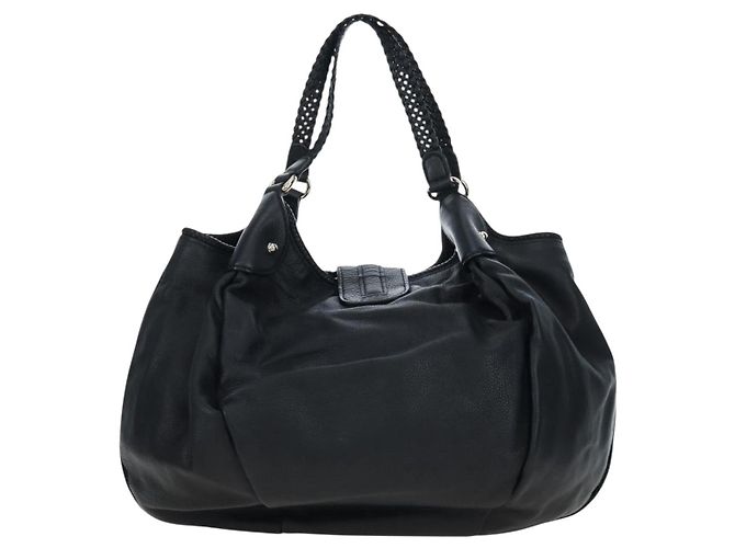 GUCCI Fransen-Tote-Bag aus Leder Schwarz Gold 257029 Auth am12125V Golden - Ansicht 2