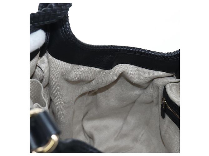 GUCCI Fransen-Tote-Bag aus Leder Schwarz Gold 257029 Auth am12125V Golden - Ansicht 20
