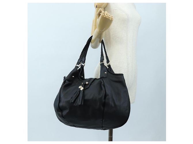 GUCCI Fransen-Tote-Bag aus Leder Schwarz Gold 257029 Auth am12125V Golden - Ansicht 24