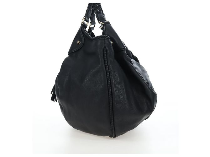 GUCCI Fransen-Tote-Bag aus Leder Schwarz Gold 257029 Auth am12125V Golden - Ansicht 3