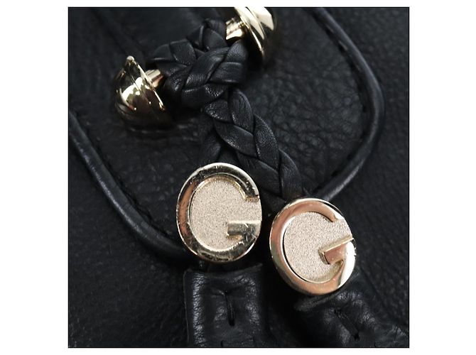 GUCCI Fransen-Tote-Bag aus Leder Schwarz Gold 257029 Auth am12125V Golden - Ansicht 9