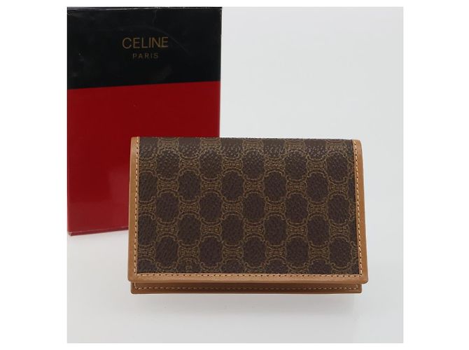 Céline CELINE Macadam Canvas Card Case PVC Leather Brown Auth bs36336V - view 12