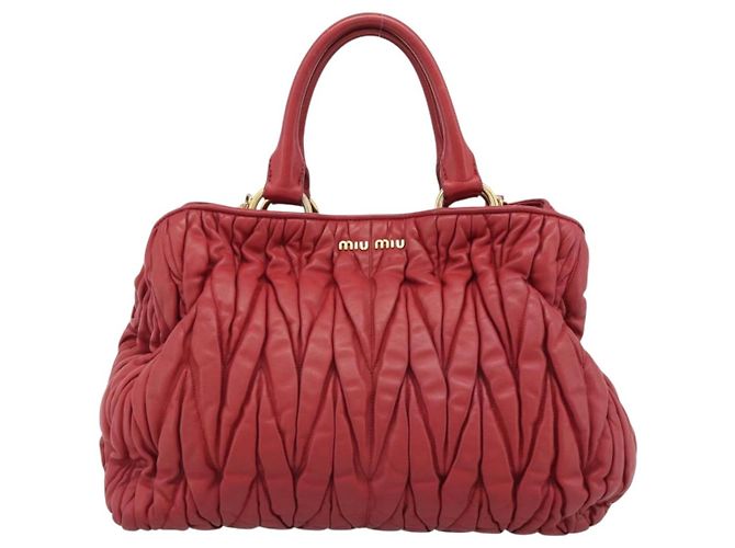 Borsa Miu Miu Matelasse in Pelle 2way Rosso Oro Auth 192905V D'oro - vista 13