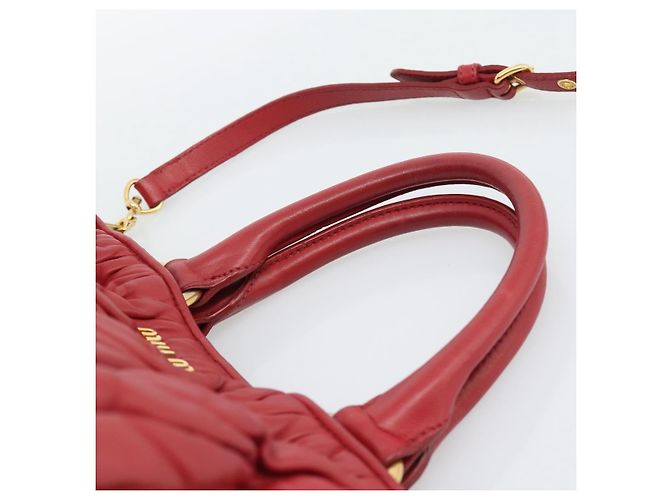 Borsa Miu Miu Matelasse in Pelle 2way Rosso Oro Auth 192905V D'oro - vista 14