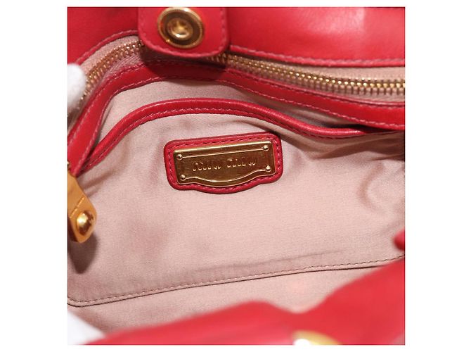 Borsa Miu Miu Matelasse in Pelle 2way Rosso Oro Auth 192905V D'oro - vista 20