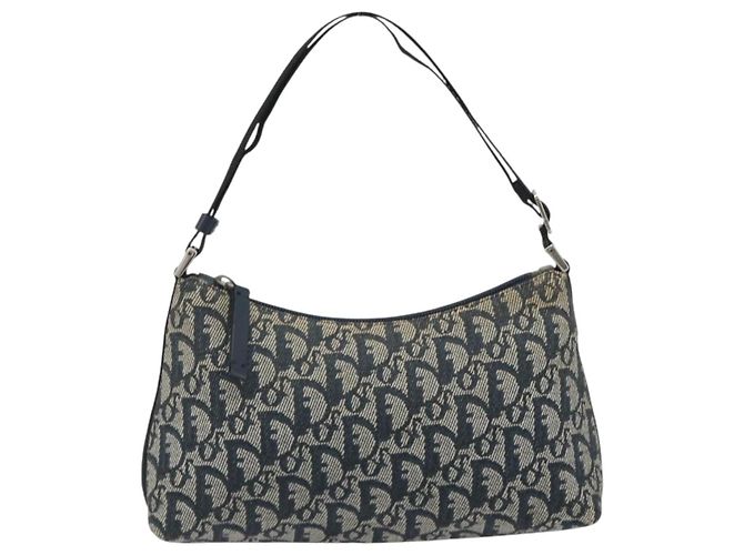 Borsa a tracolla Christian Dior Trotter Canvas Navy Silver Auth 191848A Argento Blu navy - vista 13