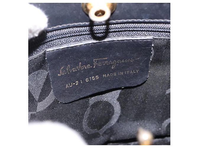 Borsa Salvatore Ferragamo Vala Canvas 2way Nera Oro Auth 193549 Nero D'oro - vista 12