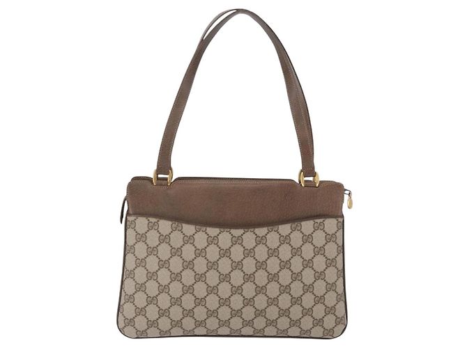 Borsa a tracolla GUCCI GG Supreme PVC Beige Oro Auth ki6747 D'oro - vista 2