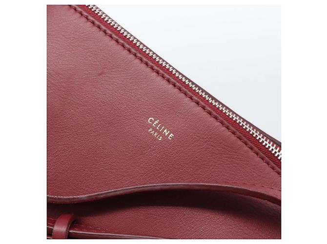 Céline Borsa a Spalla CELINE in Pelle Bordeaux Argento Auth 192759A Bordò - vista 10