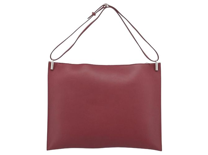 Céline Borsa a Spalla CELINE in Pelle Bordeaux Argento Auth 192759A Bordò - vista 2