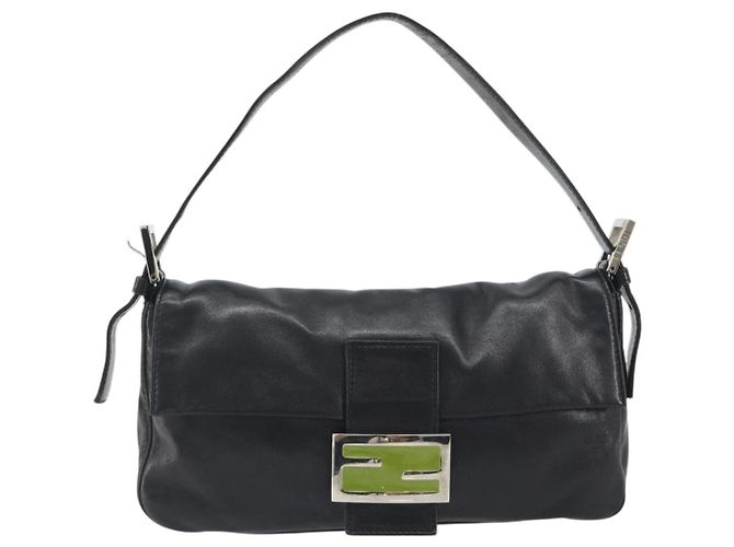 FENDI Mamma Baguette Schultertasche aus Leder Schwarz Silber Authentisch yk20676SAM - Ansicht 13