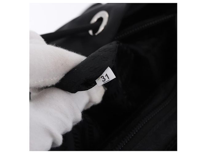 Zaino PRADA Nylon Nero Argento Auth 191867M - vista 11