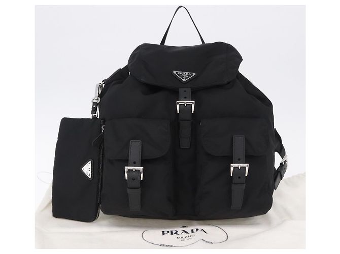 Zaino PRADA Nylon Nero Argento Auth 191867M - vista 12