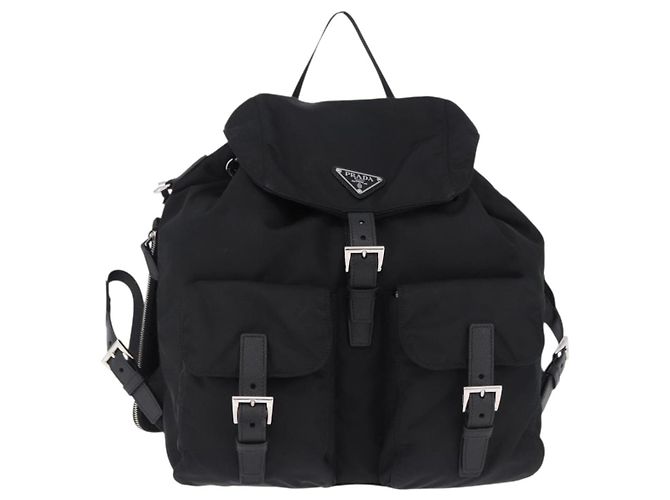 Zaino PRADA Nylon Nero Argento Auth 191867M - vista 13