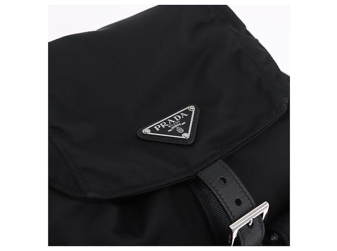 Zaino PRADA Nylon Nero Argento Auth 191867M - vista 19