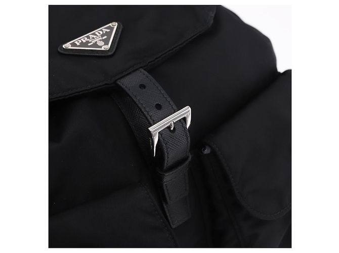 Zaino PRADA Nylon Nero Argento Auth 191867M - vista 20