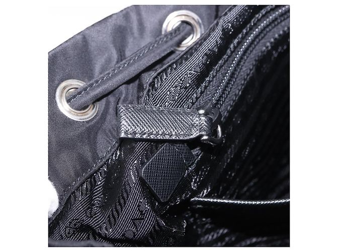 Zaino PRADA Nylon Nero Argento Auth 191867M - vista 28