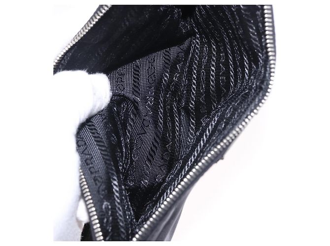 Zaino PRADA Nylon Nero Argento Auth 191867M - vista 33