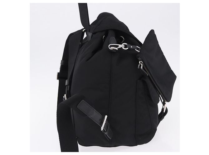Zaino PRADA Nylon Nero Argento Auth 191867M - vista 4