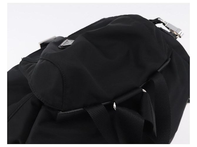 Zaino PRADA Nylon Nero Argento Auth 191867M - vista 6