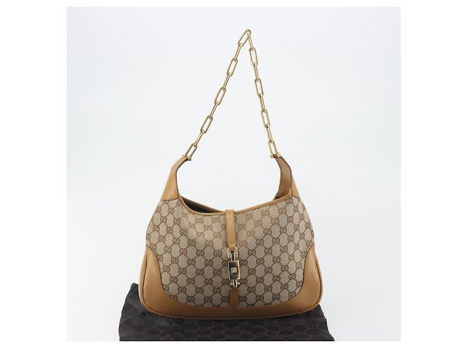 Borsa a Spalla GUCCI GG Canvas Jackie Chain Beige Oro 001-4015 Auth yk20704SAV - vista 12