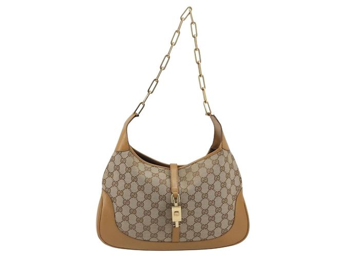 Borsa a Spalla GUCCI GG Canvas Jackie Chain Beige Oro 001-4015 Auth yk20704SAV - vista 13