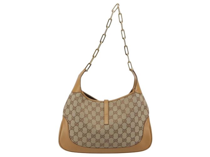 Borsa a Spalla GUCCI GG Canvas Jackie Chain Beige Oro 001-4015 Auth yk20704SAV - vista 2