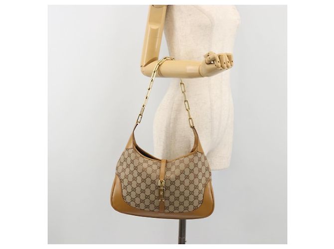 Borsa a Spalla GUCCI GG Canvas Jackie Chain Beige Oro 001-4015 Auth yk20704SAV - vista 23