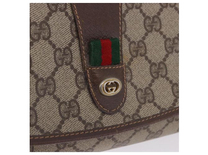 Borsa GUCCI GG Supreme Web Sherry Line in PVC Beige Oro 156 01 030 Auth 193851 D'oro - vista 17