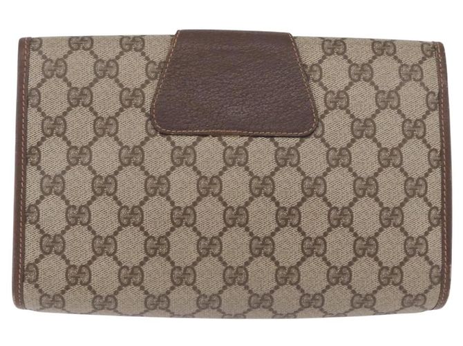 Borsa GUCCI GG Supreme Web Sherry Line in PVC Beige Oro 156 01 030 Auth 193851 D'oro - vista 2