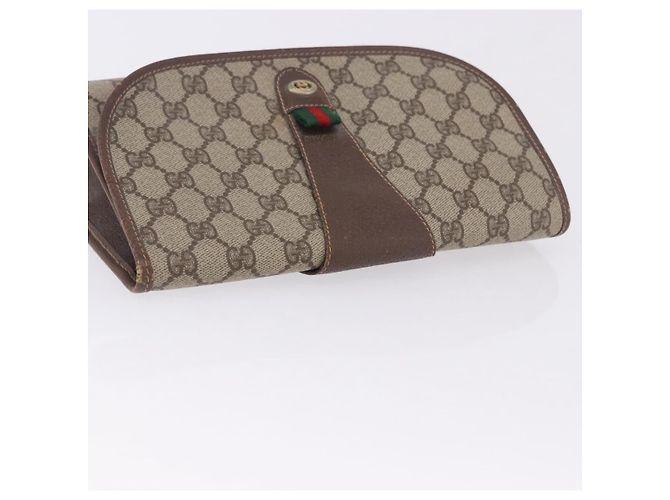 Borsa GUCCI GG Supreme Web Sherry Line in PVC Beige Oro 156 01 030 Auth 193851 D'oro - vista 5