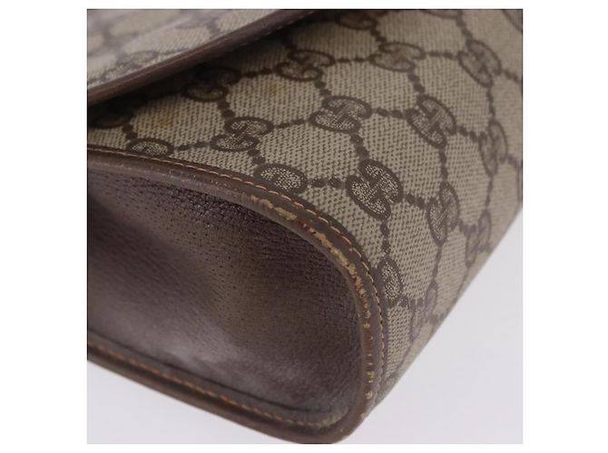 Borsa GUCCI GG Supreme Web Sherry Line in PVC Beige Oro 156 01 030 Auth 193851 D'oro - vista 7