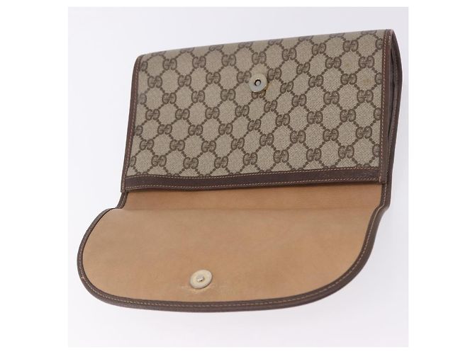 Borsa GUCCI GG Supreme Web Sherry Line in PVC Beige Oro 156 01 030 Auth 193851 D'oro - vista 8