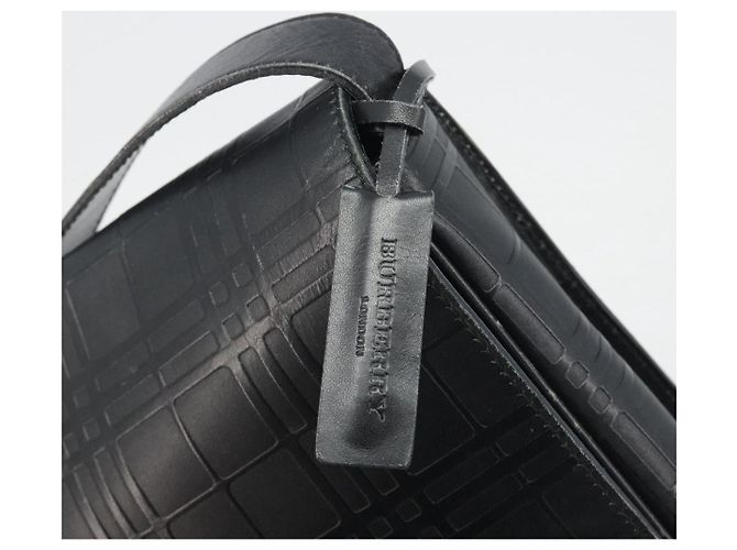Borsa a Spalla BURBERRY in Pelle Argento Nero Auth ep15563 - vista 10