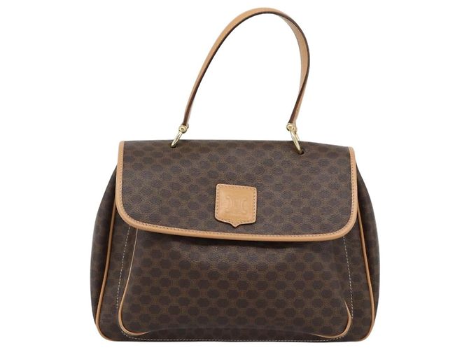 Céline CELINE Macadam Canvas Handtasche PVC Leder Braun Gold Authentisch am12166V Golden - Ansicht 13