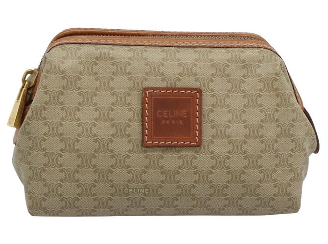 Céline CELINE Pouch in Tela Macadam PVC Beige Oro Auth ki6758 D'oro - vista 13