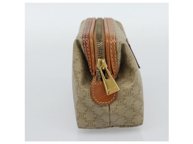 Céline CELINE Pouch in Tela Macadam PVC Beige Oro Auth ki6758 D'oro - vista 3