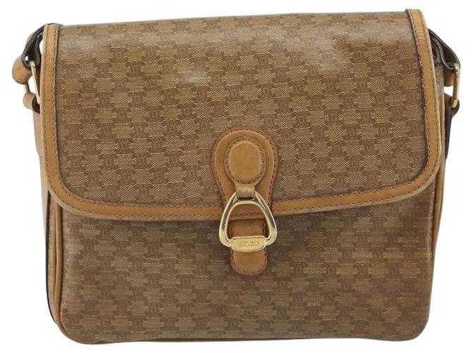 16 Céline Borsa a tracolla CELINE in tela Macadam PVC Beige Oro Auth 194609 D'oro - vista 13