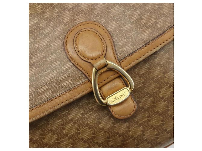 16 Céline Borsa a tracolla CELINE in tela Macadam PVC Beige Oro Auth 194609 D'oro - vista 17